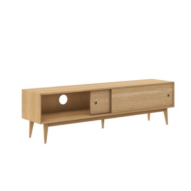 Solid Oak TV Unit with Sliding Doors - TV's up to 70" - Scandi - Briana