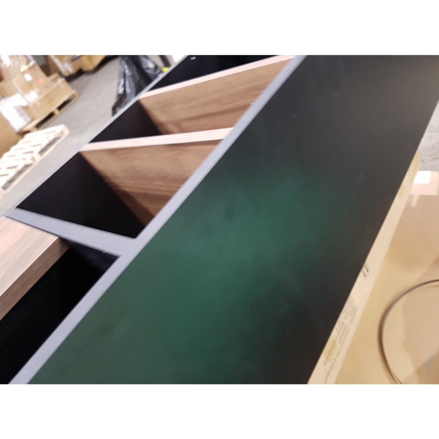 GRADE A2 - Walnut and Black Large TV Stand 