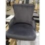 GRADE A2 - Dark Grey Velvet Bar Stool with Button Back & Swivel Base - Jade Boutique