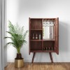 GRADE A2 - Large Drinks Cabinet in Dark Wood with Gold Inlay - Dejan