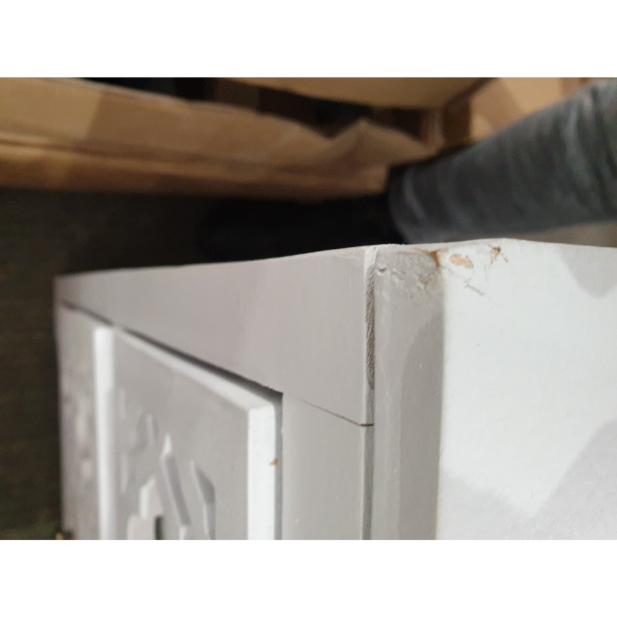 GRADE A2 - Alexis Mirrored 6 Drawer Chest of Drawers in Pale Grey with Carved Detail