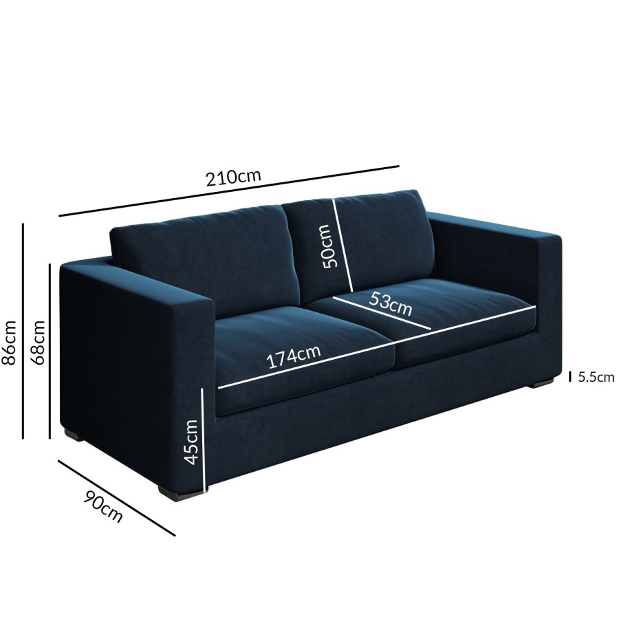 GRADE A2 - Clara Navy Blue Velvet 3 Seater Sofa