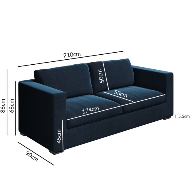 GRADE A1 - Clara Navy Blue Velvet 3 Seater Sofa