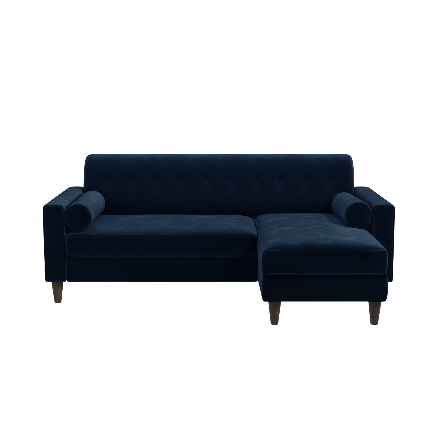 3 Seater Right Hand Facing L Shaped Sofa in Navy Blue Velvet Idris