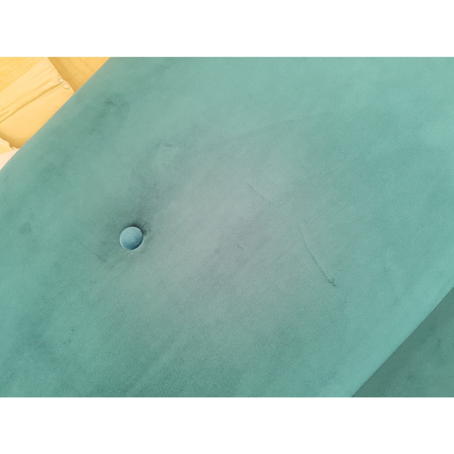 GRADE A2 - Velvet Sofa Bed in Teal Blue with Buttons - Seats 3 - Rory