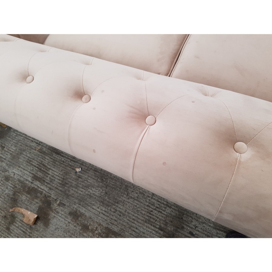 GRADE A2 - 3 Seater Chesterfield Sofa Bed in Beige Velvet - Sleeps 2 - Bronte