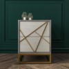 GRADE A2 - Zhara 2 Drawer Bedside Table in Grey with Gold Painted Wooden Trim