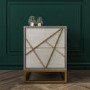 GRADE A1 - Zhara 2 Drawer Bedside Table in Grey with Gold Painted Wooden Trim