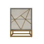 GRADE A1 - Zhara 2 Drawer Bedside Table in Grey with Gold Painted Wooden Trim