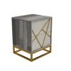 GRADE A2 - Zhara 2 Drawer Bedside Table in Grey with Gold Painted Wooden Trim