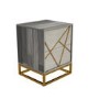 GRADE A2 - Zhara 2 Drawer Bedside Table in Grey with Gold Painted Wooden Trim