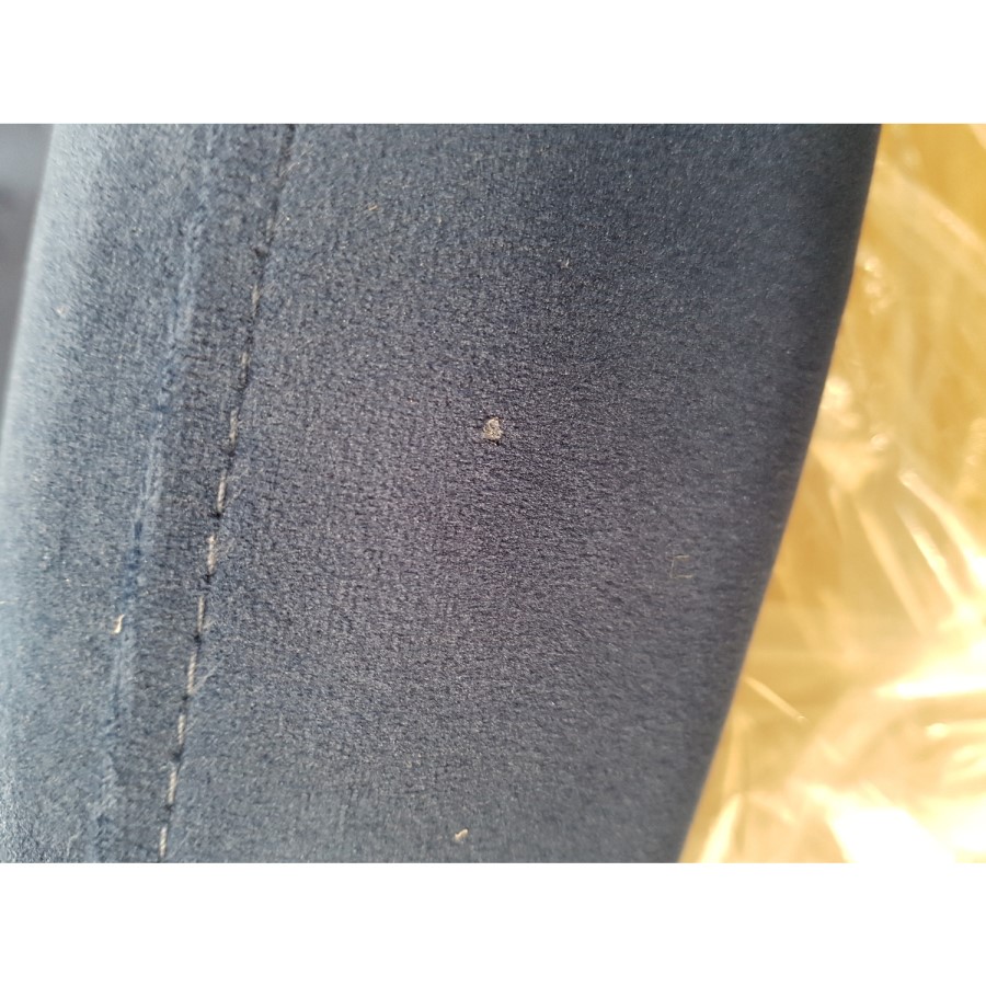 GRADE A2 - Navy Blue Velvet Dining Chairs with Button Back & Black Legs - Maddy