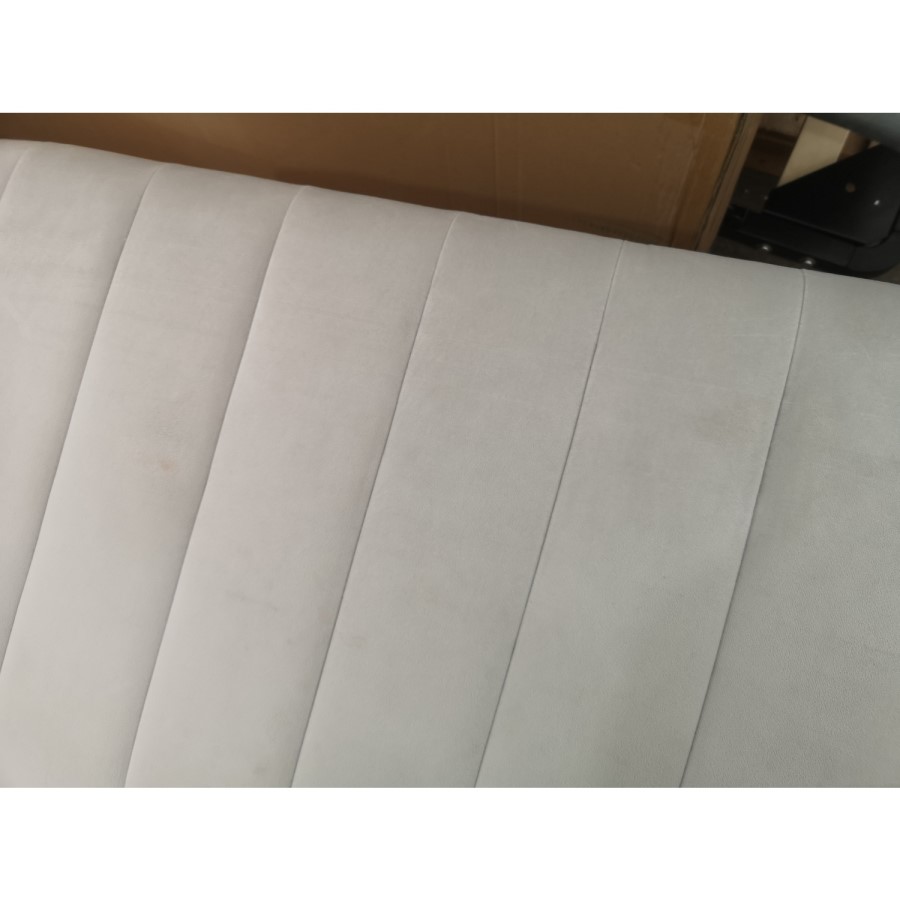 GRADE A2 - Safina Striped Top Ottoman Storage Bench in Silver Grey Velvet