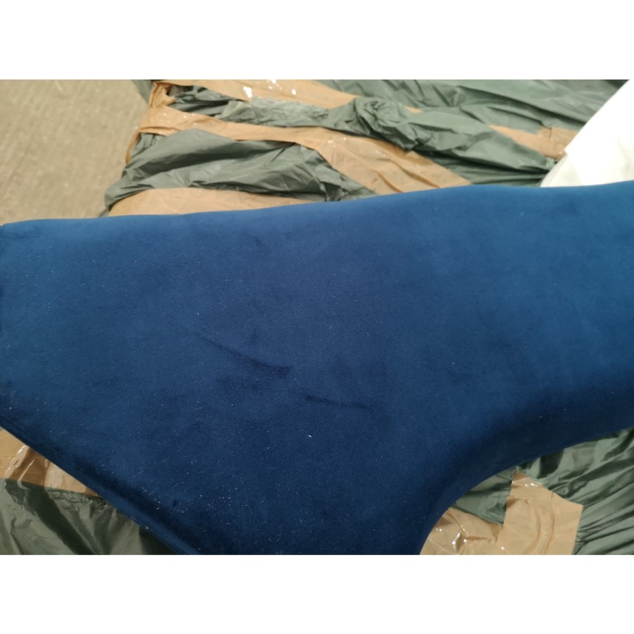 GRADE A2 - Amara Double Bed Frame in Navy Blue Velvet with Quilted Headboard