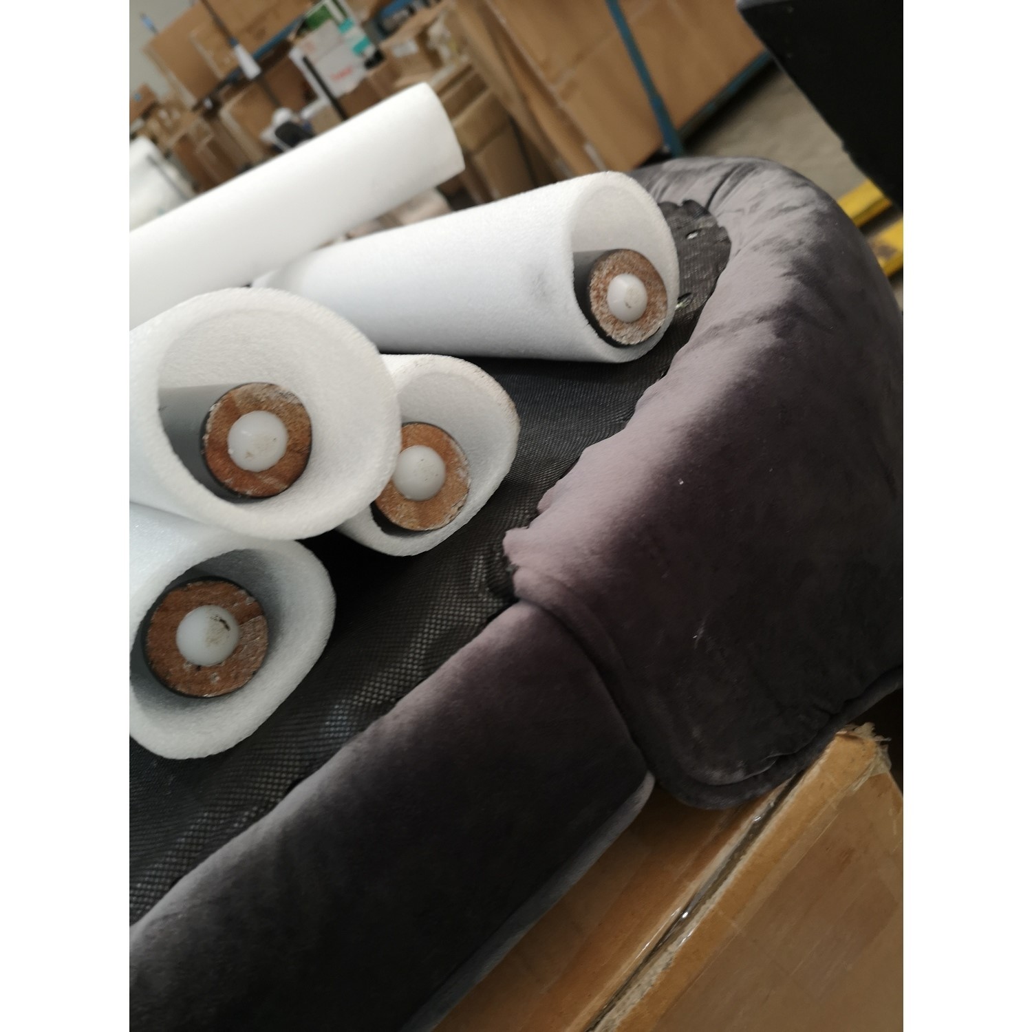 GRADE A2 Pair of Grey Velvet Ribbed Dining Chairs Penelope