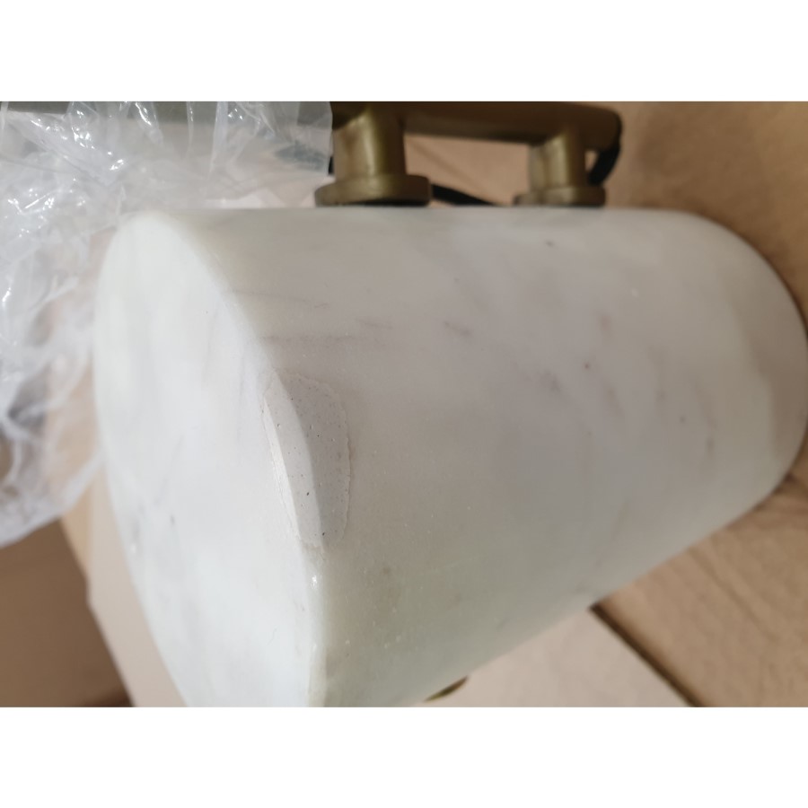 GRADE A2 - Table Lamp with Marble & Brass Base and Black Shade - Newby