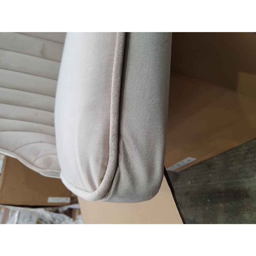 GRADE A2 - Pair of Beige Velvet Ribbed Dining Chairs - Penelope