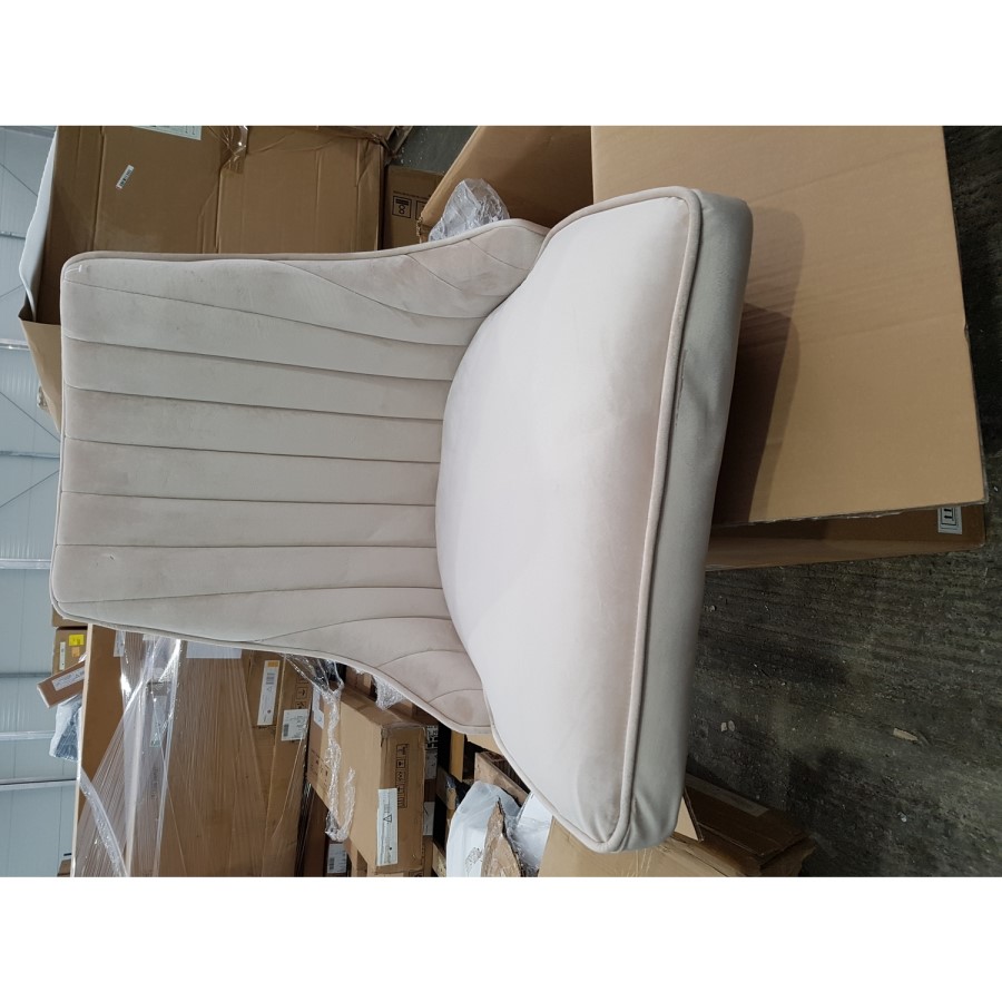 GRADE A2 - Pair of Beige Velvet Ribbed Dining Chairs - Penelope