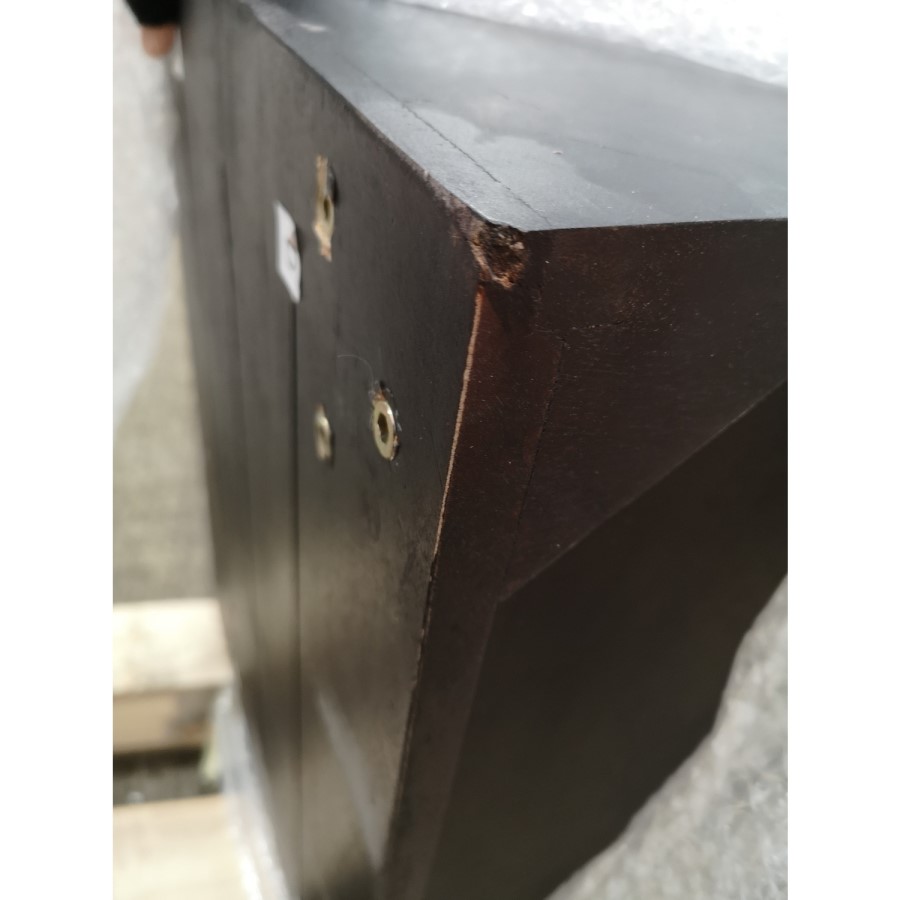 GRADE A2 - Mika 2 Drawer Dark Brown Bedside Table with Brass Inlay