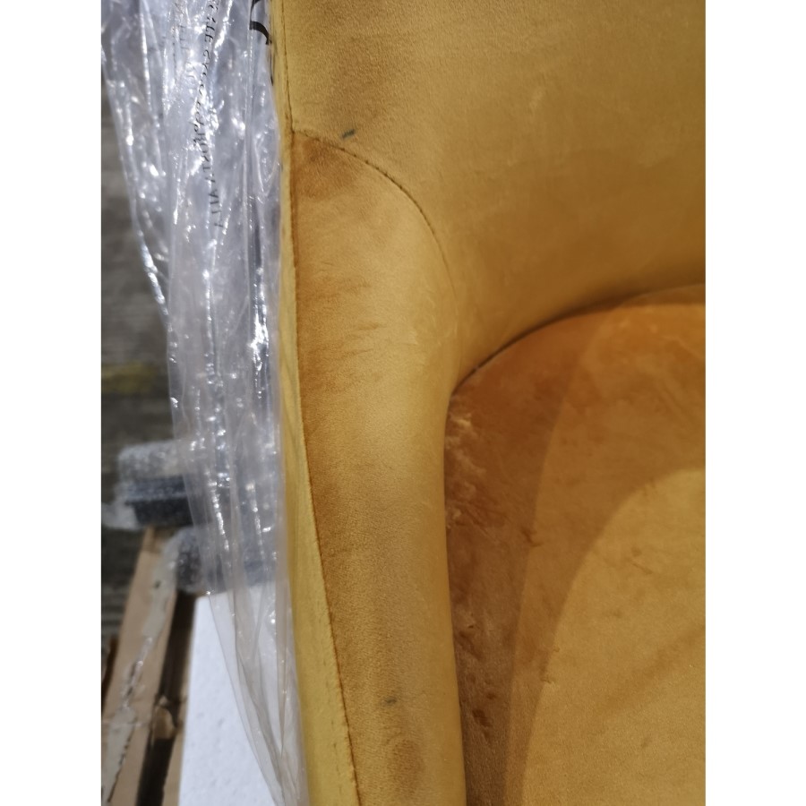 GRADE A2 - Mustard Yellow Velvet Bar Stool with Button Back & Black Legs - Maddy