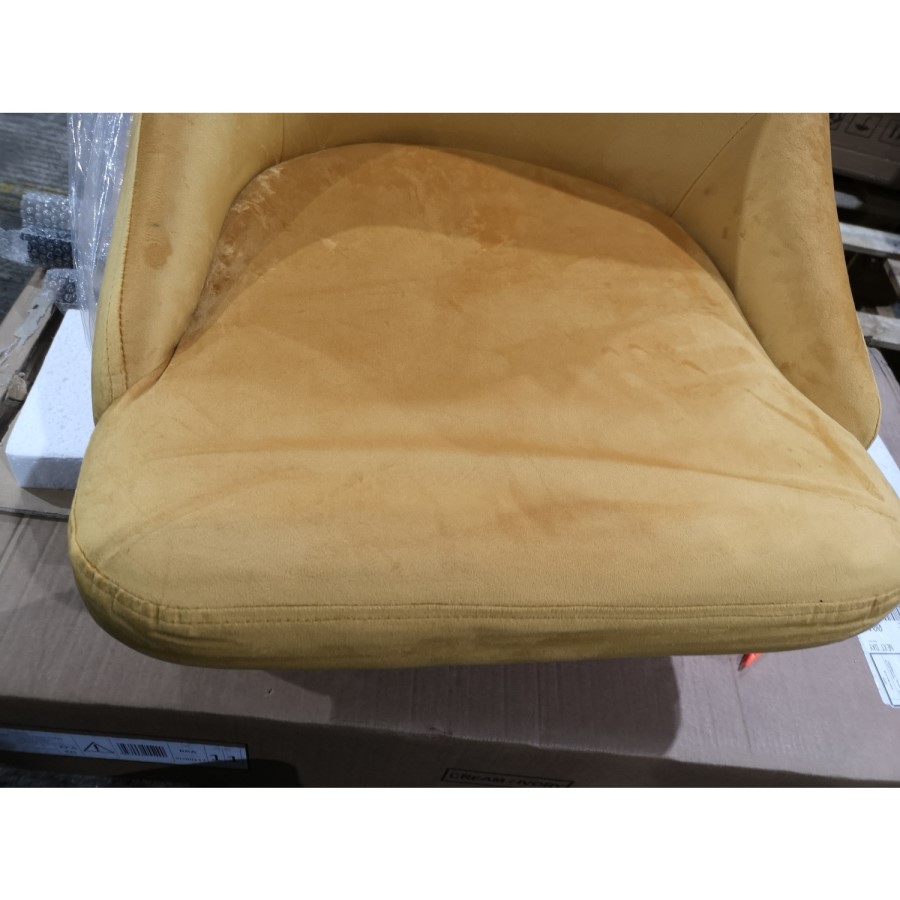 GRADE A2 - Mustard Yellow Velvet Bar Stool with Button Back & Black Legs - Maddy