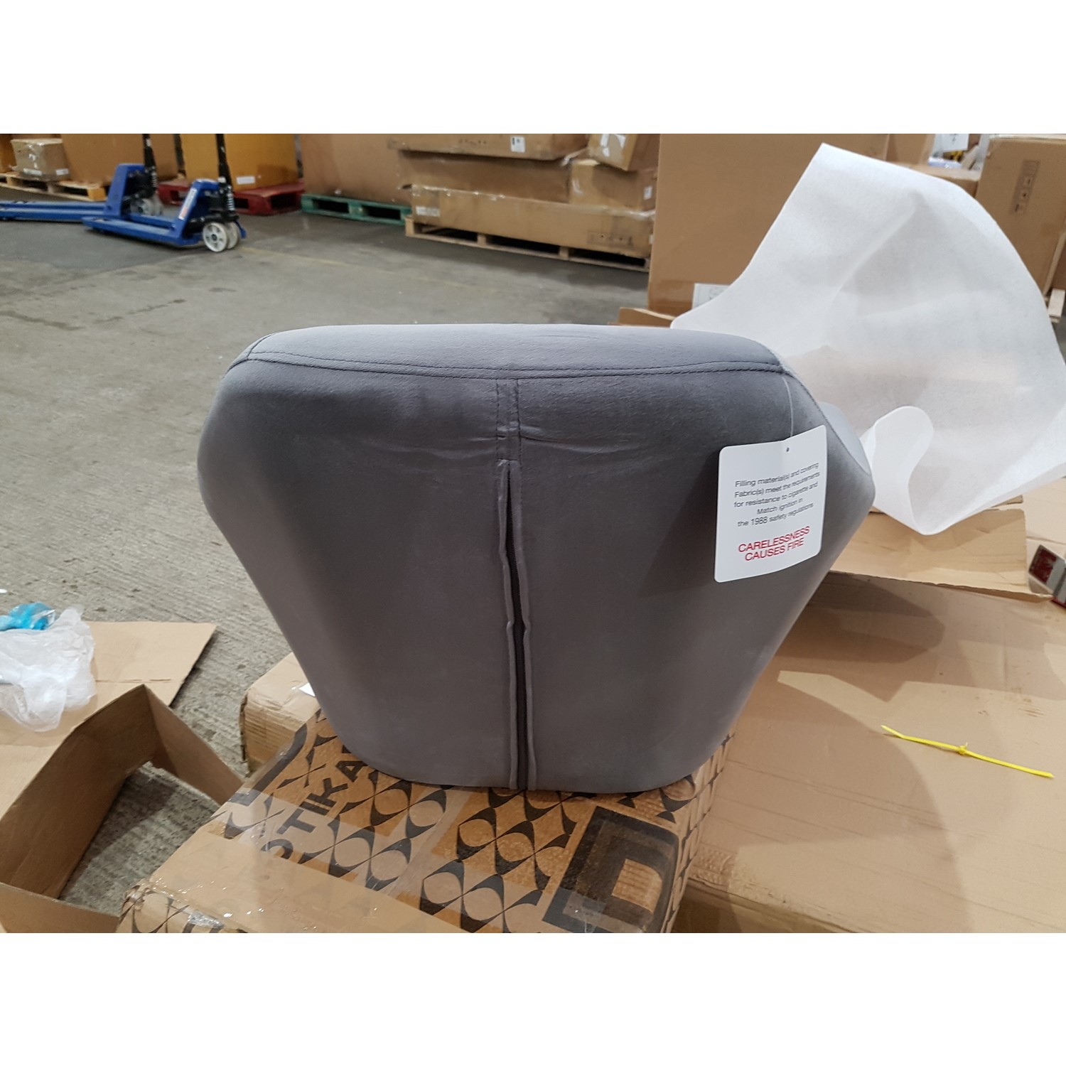 GRADE A2 Grey Velvet Office Swivel Chair with Button Back Marley