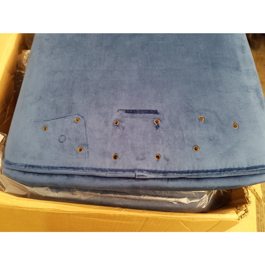 GRADE A2 - Set of 2 Navy Blue Velvet Dining Chairs with Gold Legs - Jenna