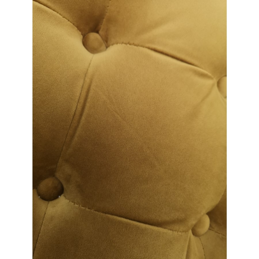GRADE A2 - Xena Large Quilted Button Pouffe in Dark Mustard Velvet