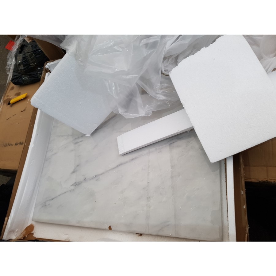 GRADE A2 - White Marble Square Coffee Table with Gold Legs - Foster