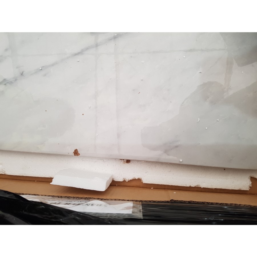 GRADE A2 - White Marble Square Coffee Table with Gold Legs - Foster