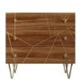 GRADE A1 - Halo 3 Drawer Chest of Drawers with Brass Inlay in Natural Honey 