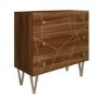 GRADE A1 - Halo 3 Drawer Chest of Drawers with Brass Inlay in Natural Honey 