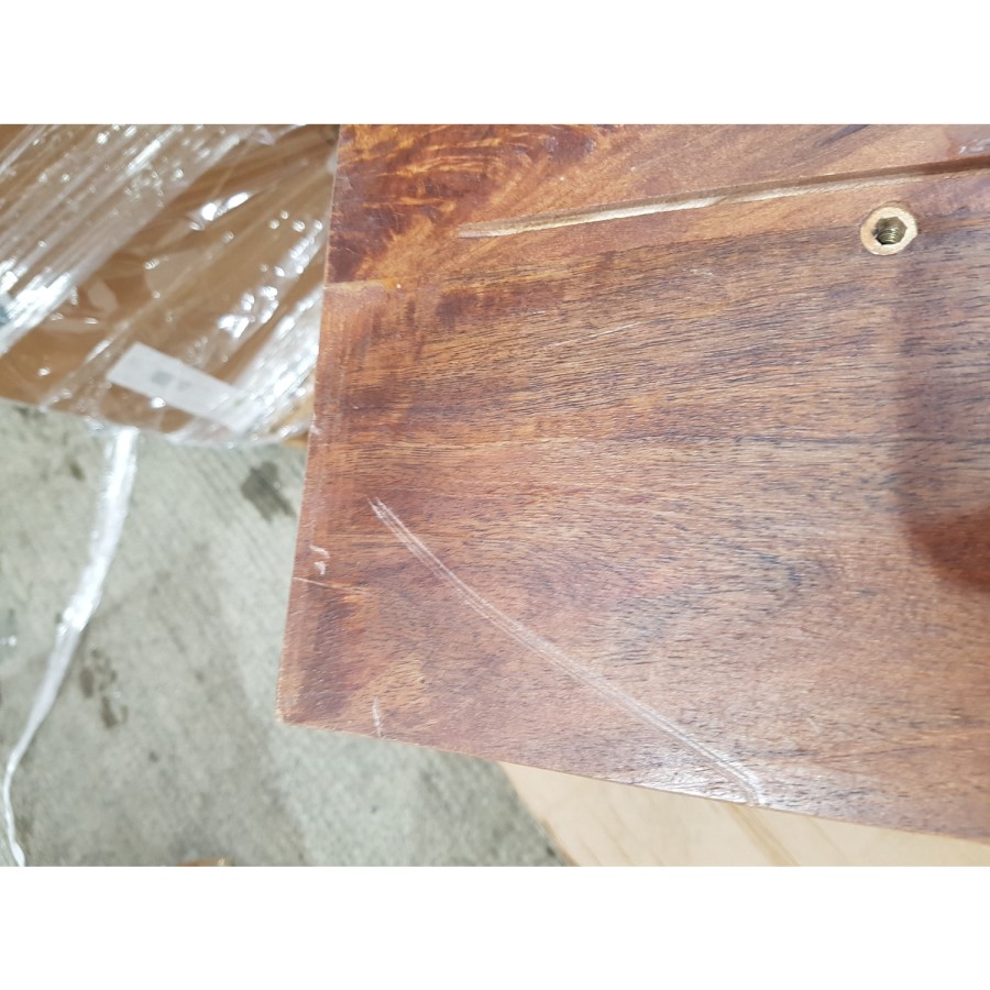 GRADE A2 - Dark Wood Sideboard with 2 Doors with Gold Inlay - Dejan