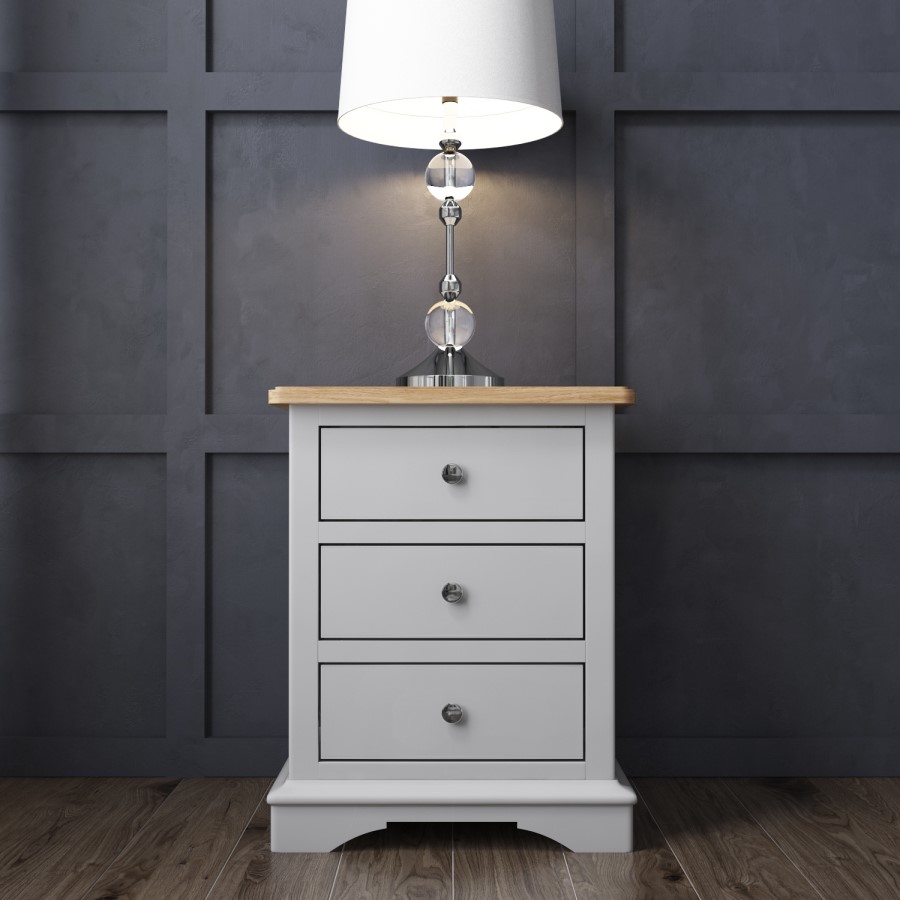 GRADE A2 - Darley Two Tone Bedside Table in Solid Oak and Grey