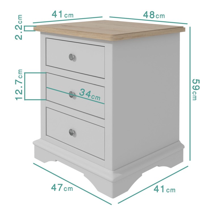 Darley Two Tone Bedside Table in Solid Oak and Grey