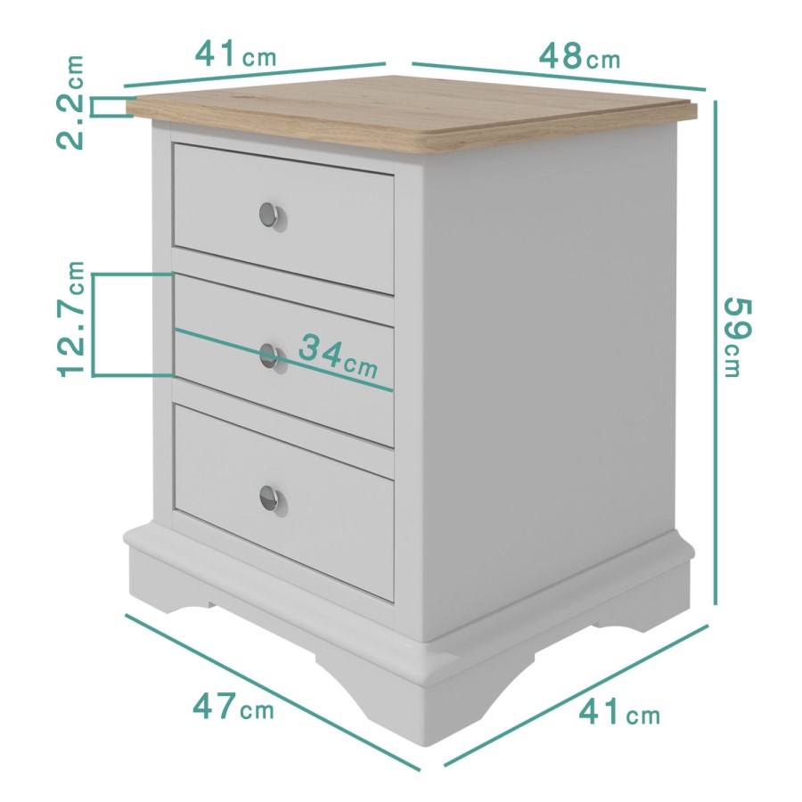 GRADE A2 - Darley Two Tone Bedside Table in Solid Oak and Grey