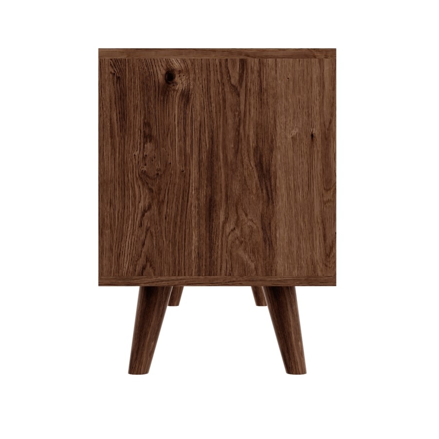 GRADE A2 - Large Dark Wood TV Stand Mid Century - TV's up to 56" - Freya