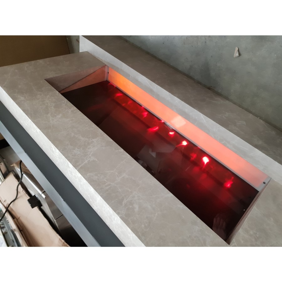 GRADE A3 - AmberGlo Smart Grey Electric Fire Suite - Wifi & Alexa Enabled