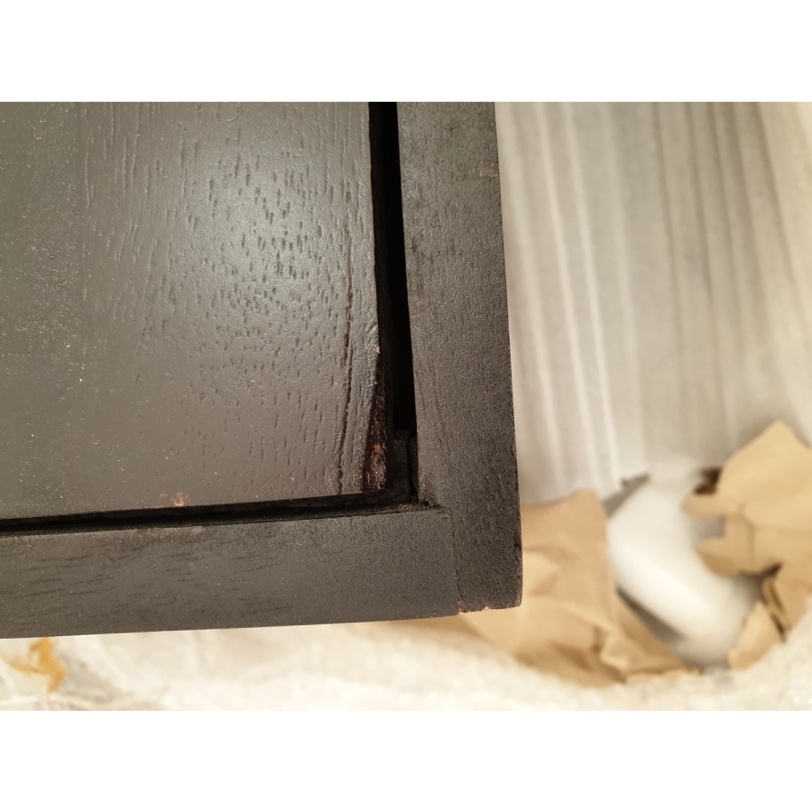 GRADE A2 - Mika 2 Drawer Dark Brown Bedside Table with Brass Inlay