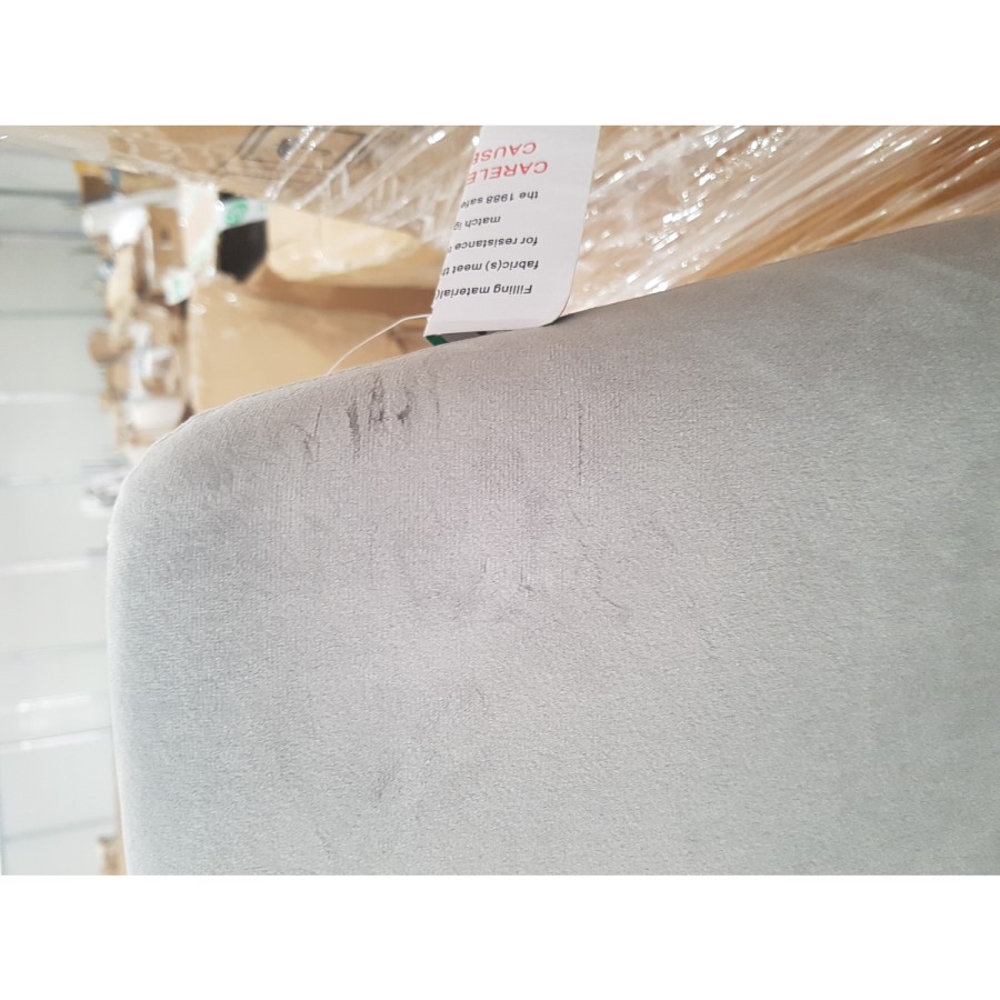 GRADE A2 - Pair of Silver Grey Velvet Dining Chairs with Button Back - Maddy