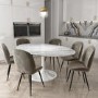 White Marble Tulip 170cm Dining Table in High Gloss - Seats 6 - Aura