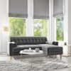 GRADE A3 - Grey Velvet Corner Sofa with Bolster Cushions - Seats 3 - Idris