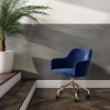 Marley Blue Velvet Bedroom Swivel Chair with Gold Base