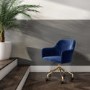 Marley Blue Velvet Bedroom Swivel Chair with Gold Base