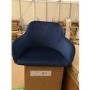 GRADE A2 - Navy Blue Velvet Office Swivel Chair with Gold Base - Marley