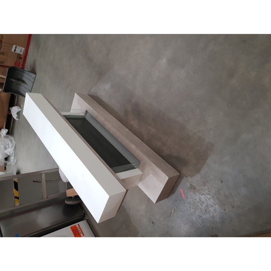 GRADE A2 - AmberGlo Grey and White Electric Fire Suite with LED Lights - Wifi & Alexa Compatible
