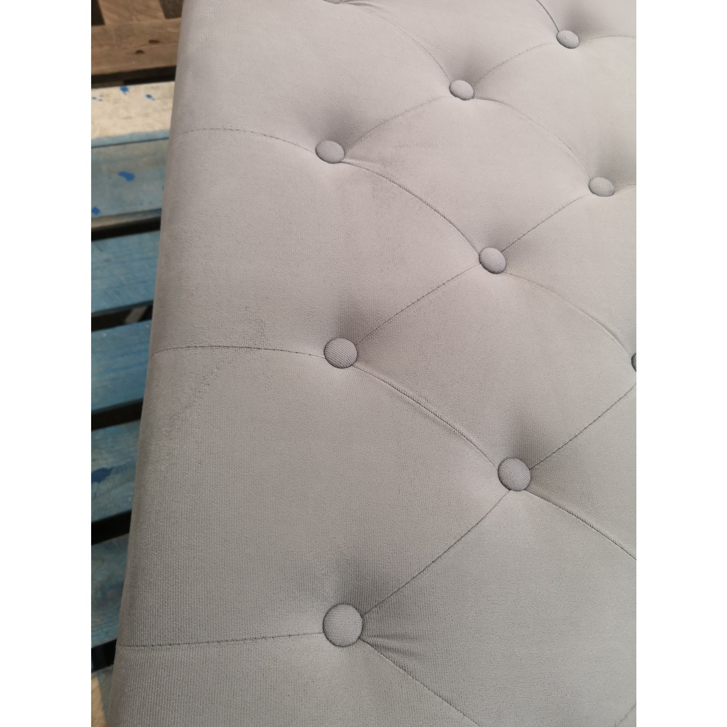 GRADE A2 Safina Velvet Storage Blanket Box in Grey with Stud Detail