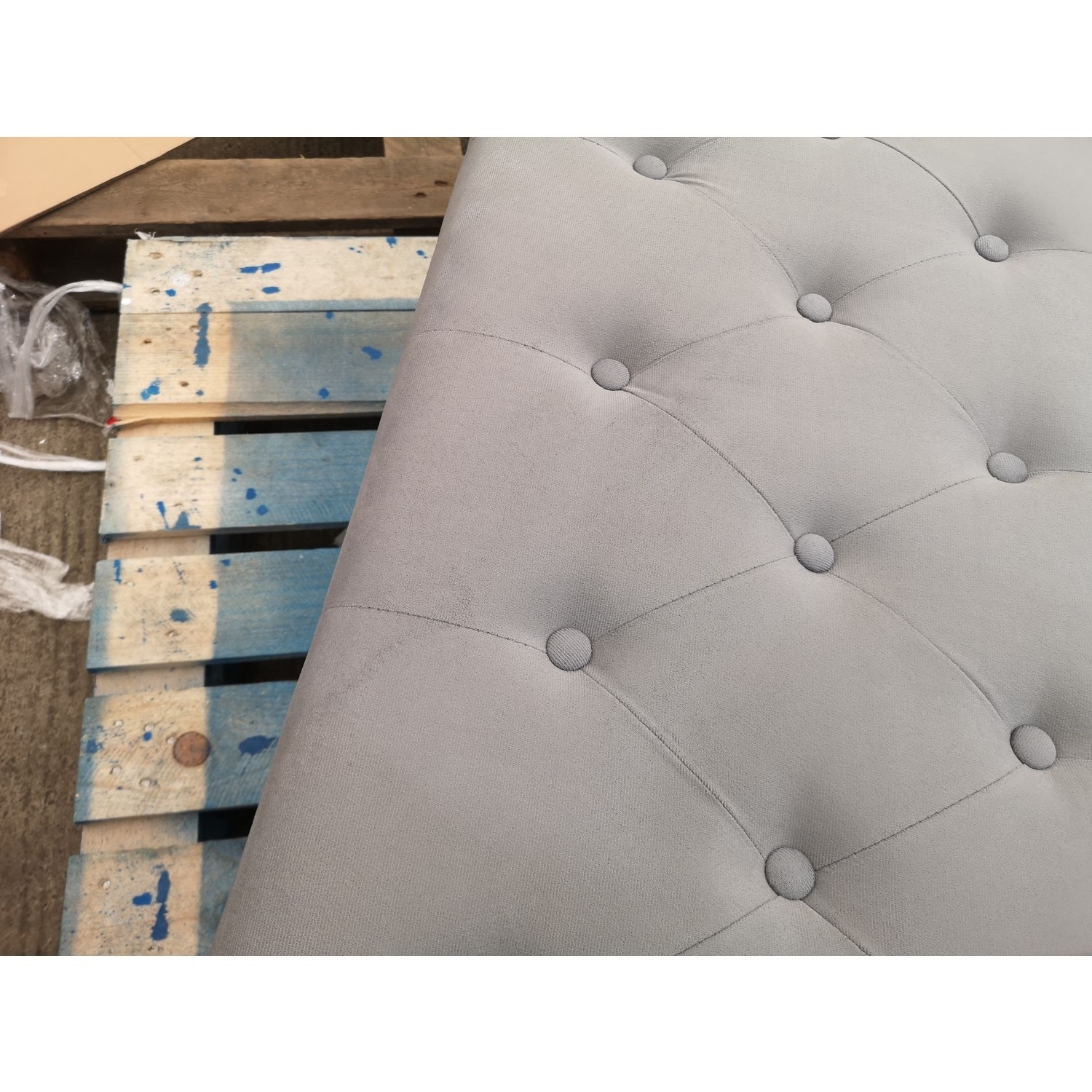 GRADE A2 Safina Velvet Storage Blanket Box in Grey with Stud Detail