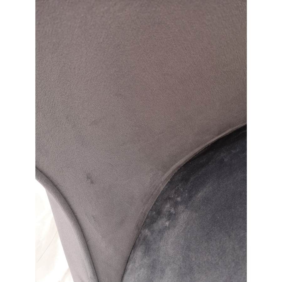 GRADE A2 - Pair of Charcoal Grey Velvet Dining Chairs with Black Legs and Quilted Back - Lucille