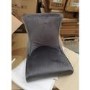 GRADE A2 - Pair of Charcoal Grey Velvet Dining Chairs with Black Legs and Quilted Back - Lucille